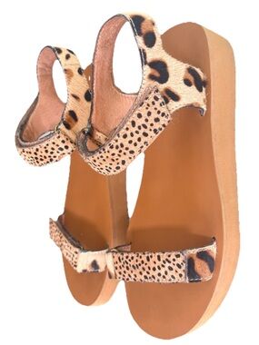 Madewell Maggie Sandal In Spotted Calf Hair Slip On Open Toe Women's Size 7